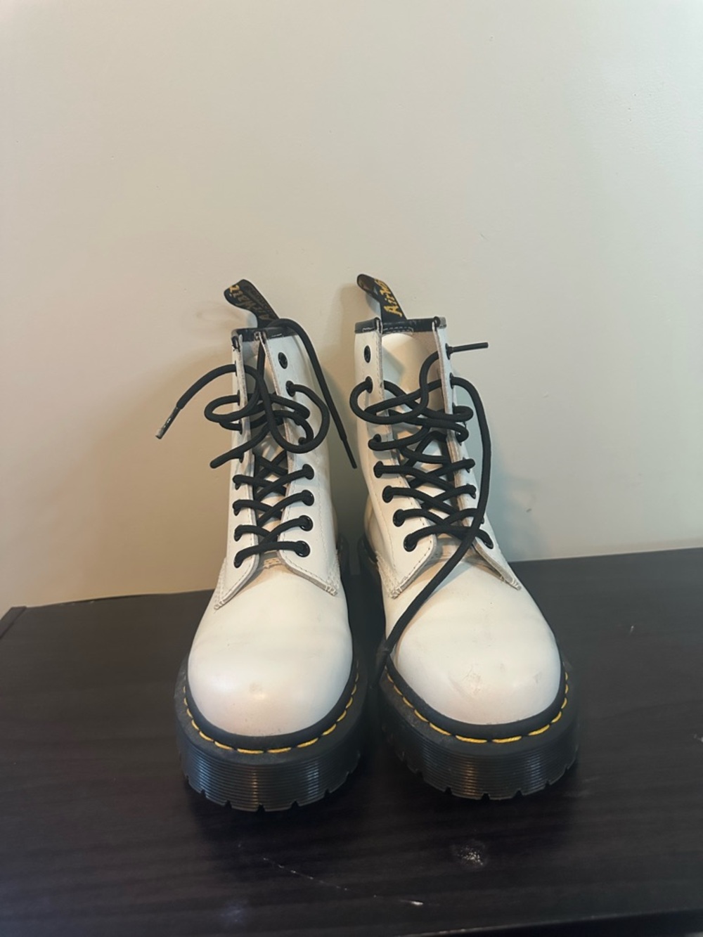 SOLD

Dr. Martens White Lace-Up Platform Combat Boots with Black Laces